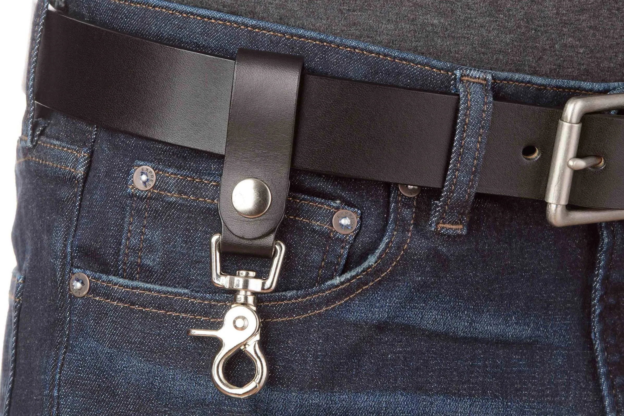 Black Leather Key Hanger With Scissor Snap (SKU 234-18)