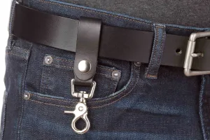 Black Leather Key Hanger With Scissor Snap (SKU 234-18)