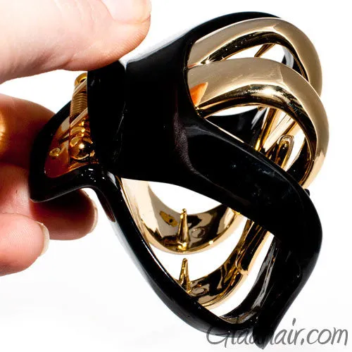 Black Octopus Shaped Plastic Hair Claw with Gold Teeth