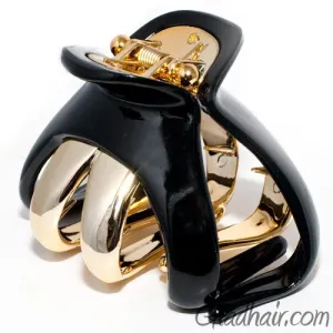 Black Octopus Shaped Plastic Hair Claw with Gold Teeth