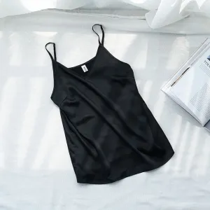 Black Satin Spaghetti Strap Top