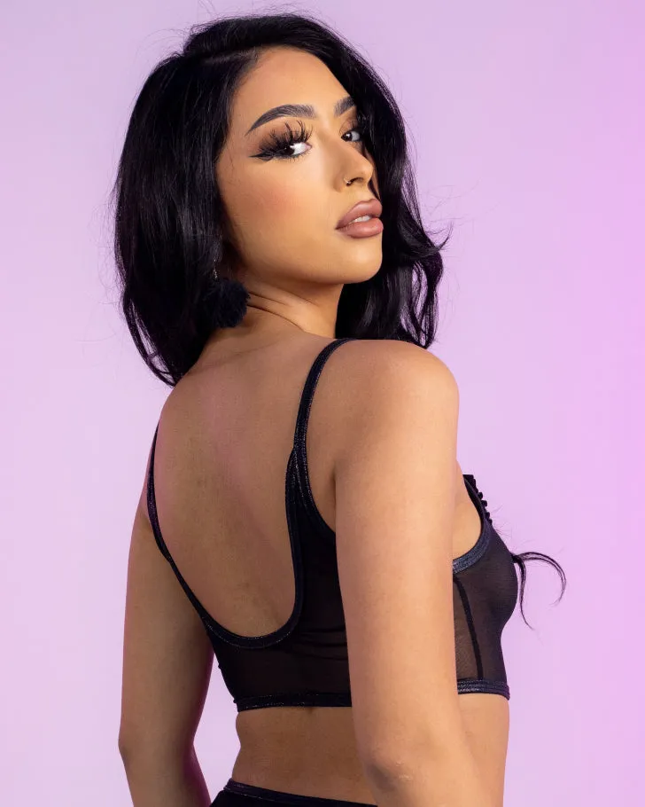 Black Spectrum Ruffle Tank Top