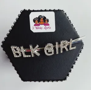 BLK GIRL Rhinestone Statement Words Hairpin Hair Clip