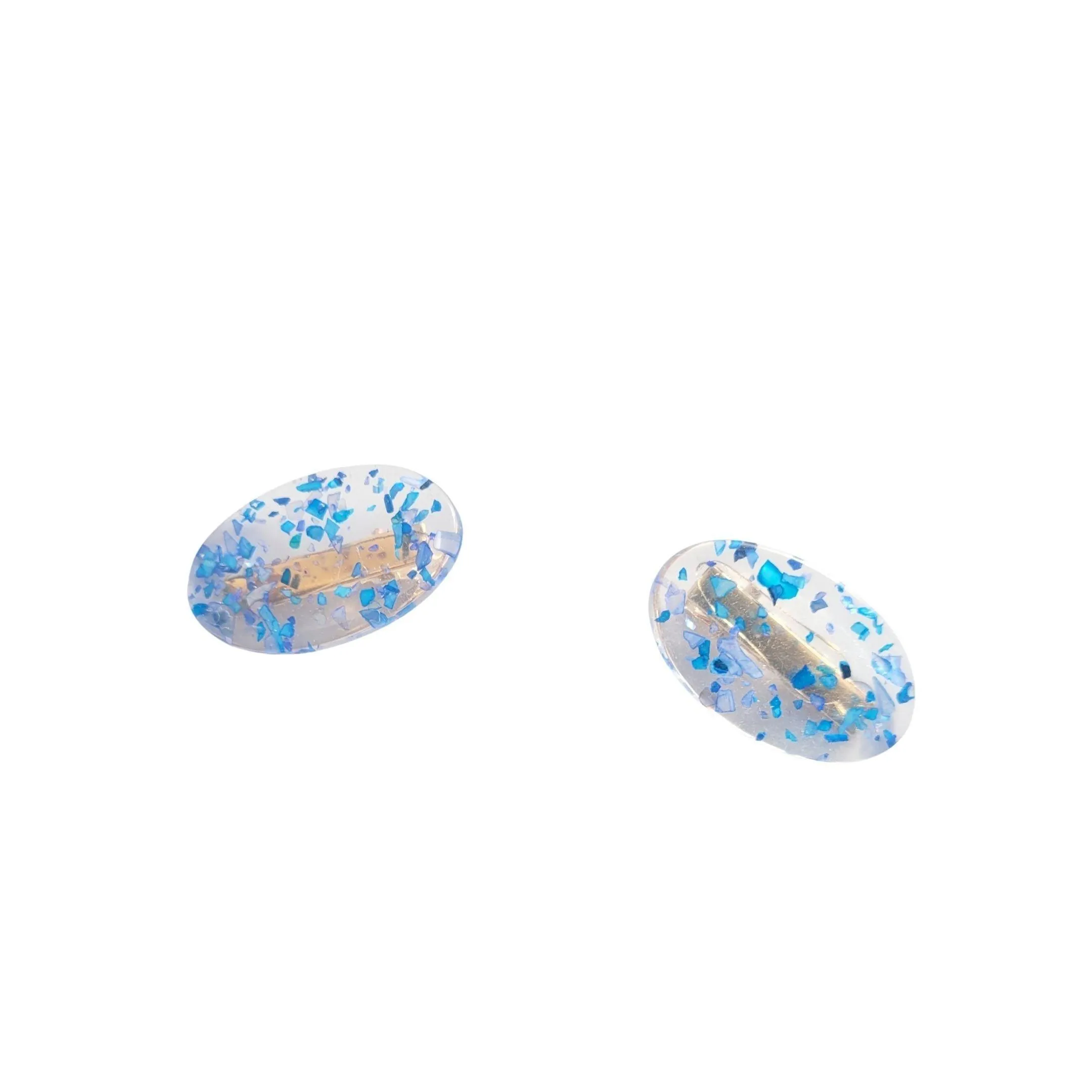 Blue Oval Sparkle Hair Clips