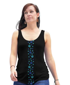 Blue Paw Print Side Stripe Racerback Tank Top