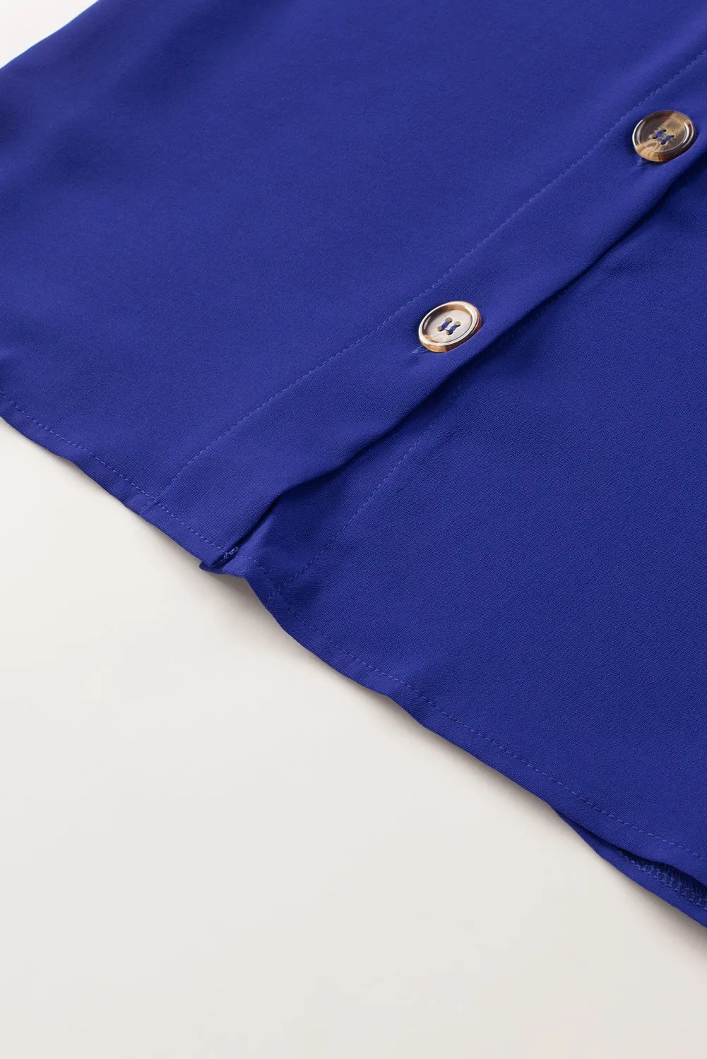 Blue Spaghetti Strap Buttoned Tank Top