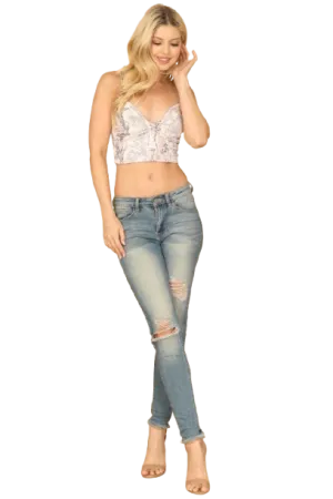 Blush Snake Spaghetti Strap Twist Front Crop Top - Pack of 5