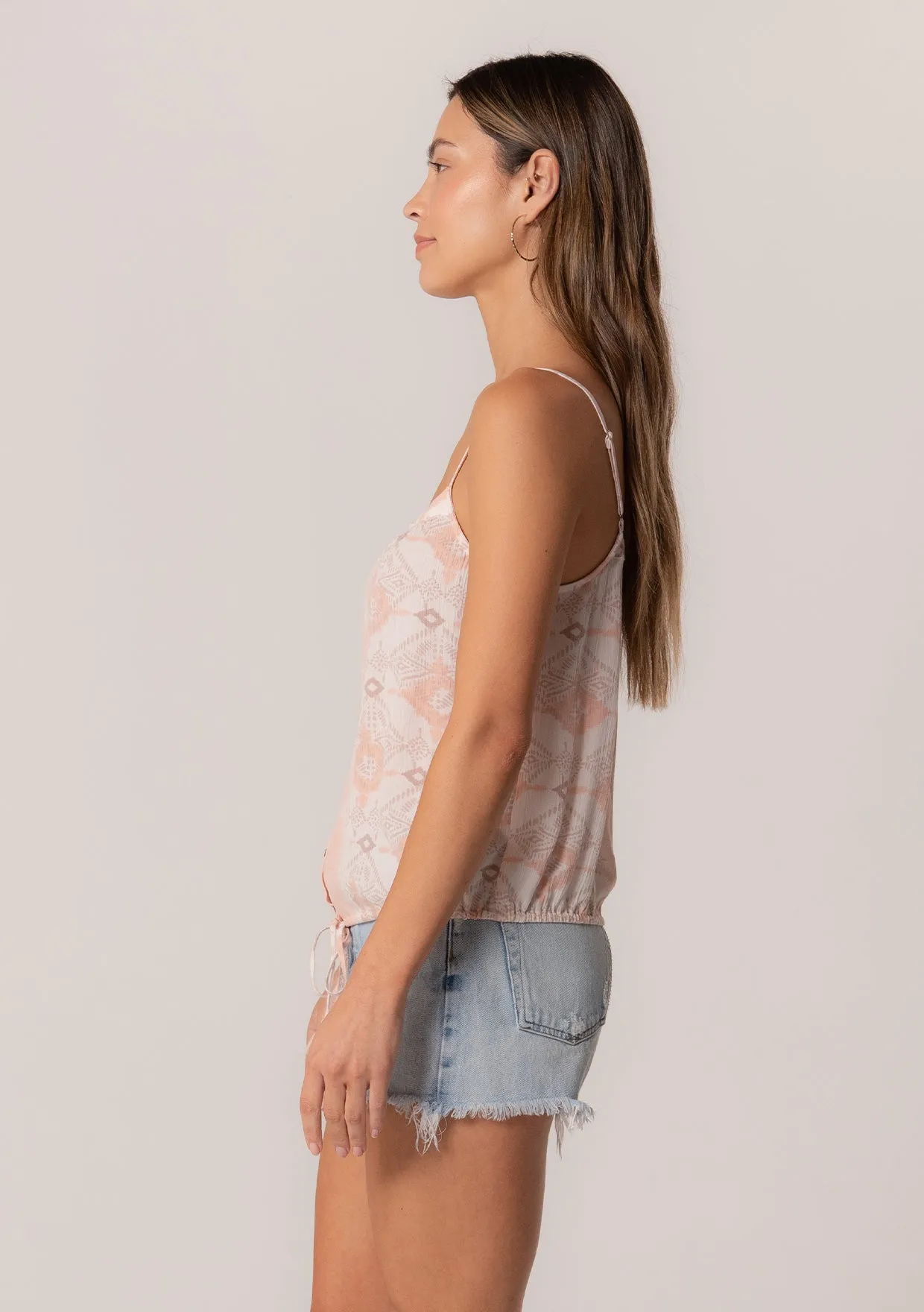 Bohemian Button Down Spaghetti Strap Tank Top