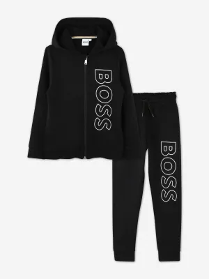 BOSS Boys Logo Tracksuit in Black