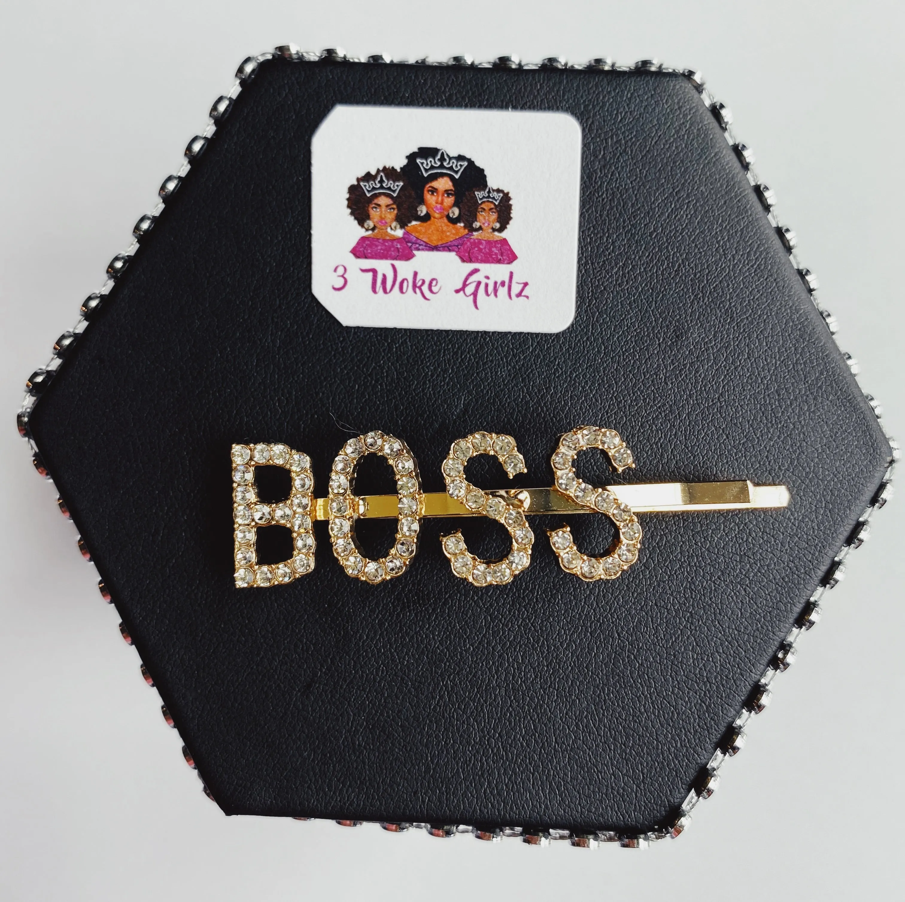 BOSS Rhinestone Statement Word Hairpin Hair Clip