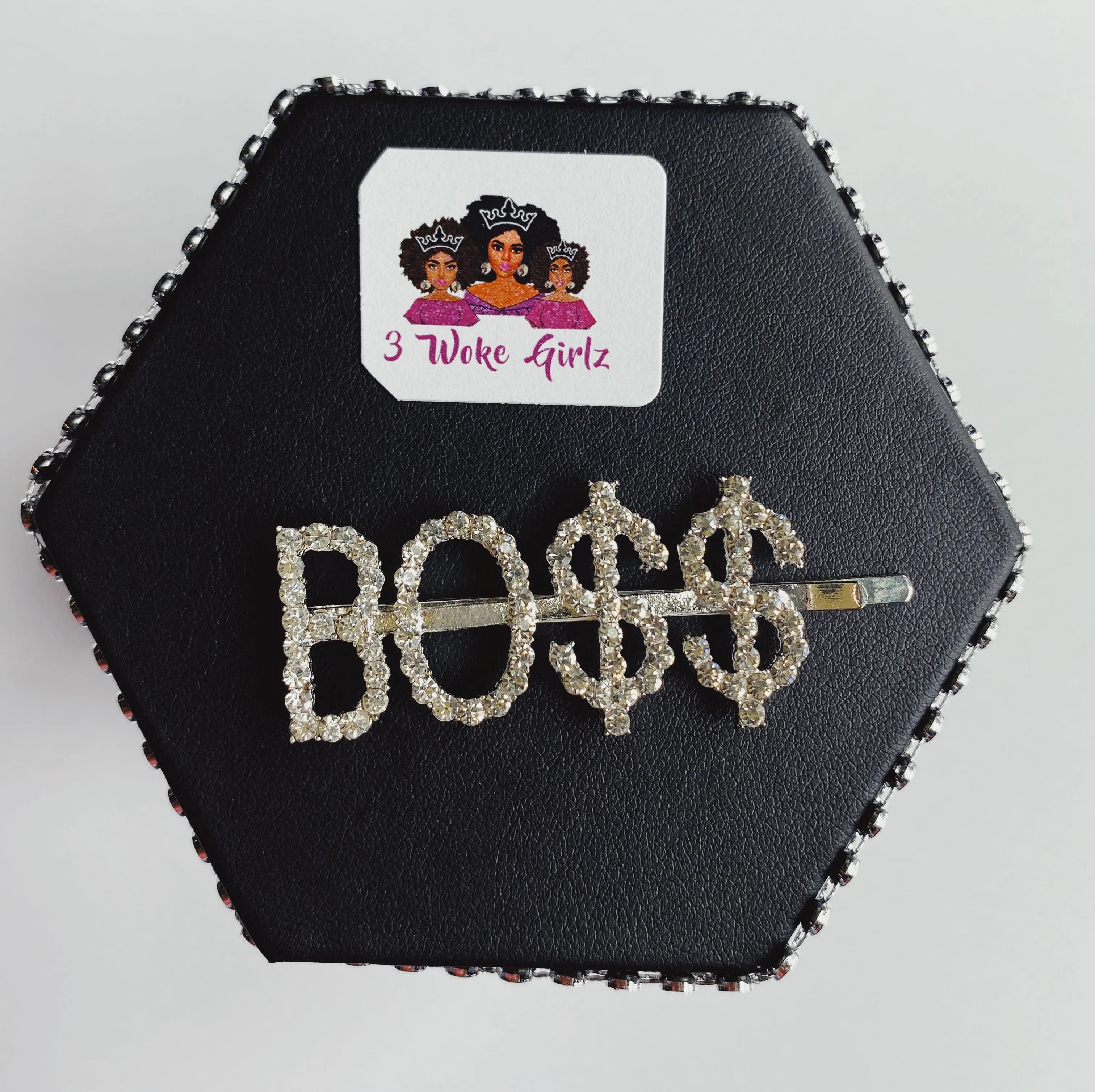 BOSS Rhinestone Statement Word Hairpin Hair Clip
