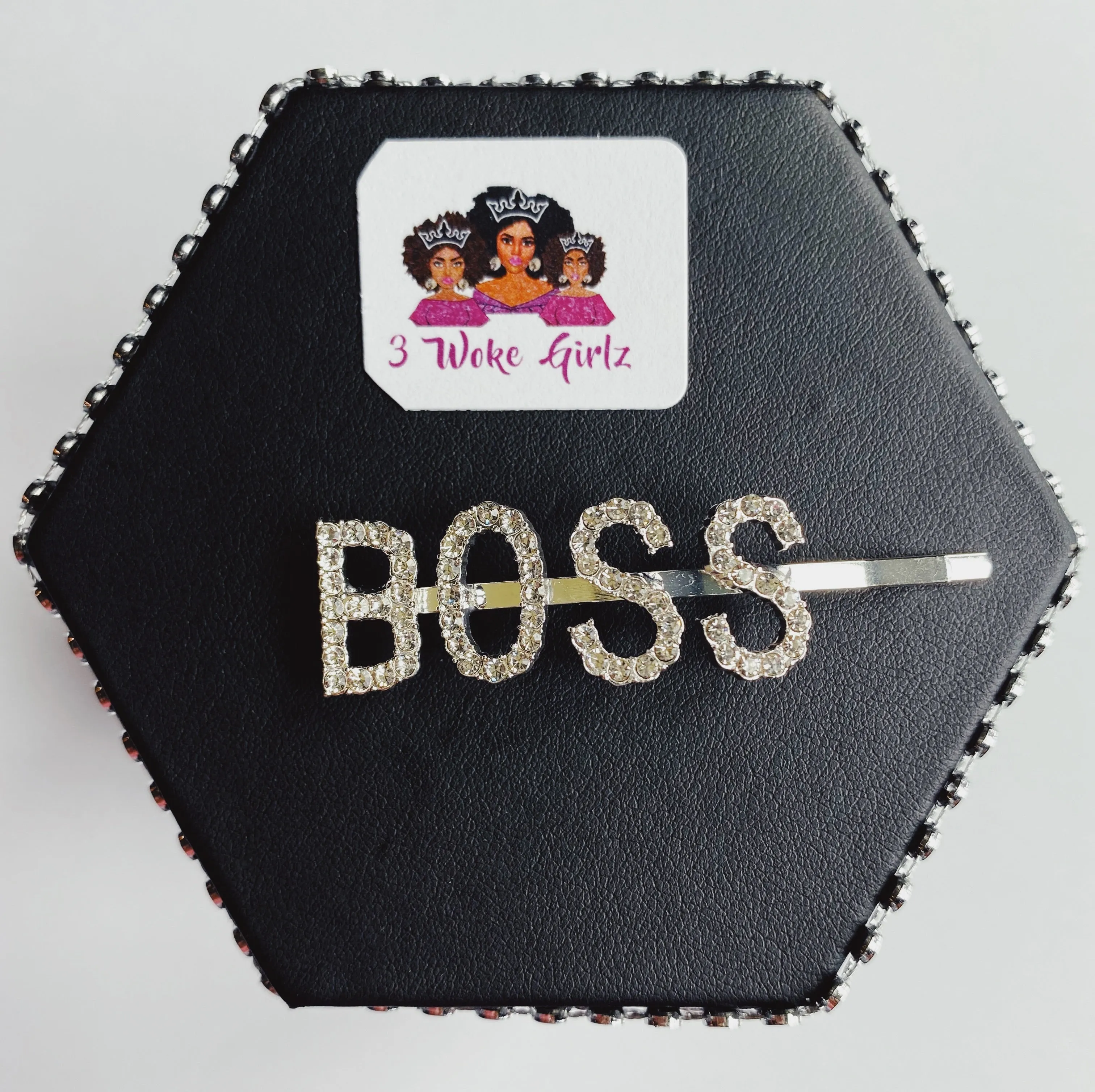 BOSS Rhinestone Statement Word Hairpin Hair Clip