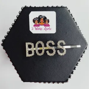 BOSS Rhinestone Statement Word Hairpin Hair Clip