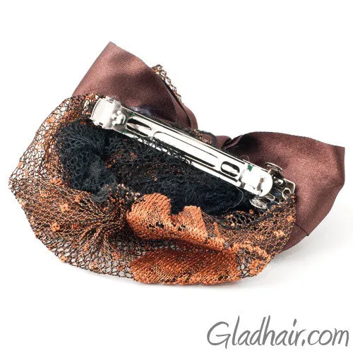 Bow Style Barrette with a Net for Bun