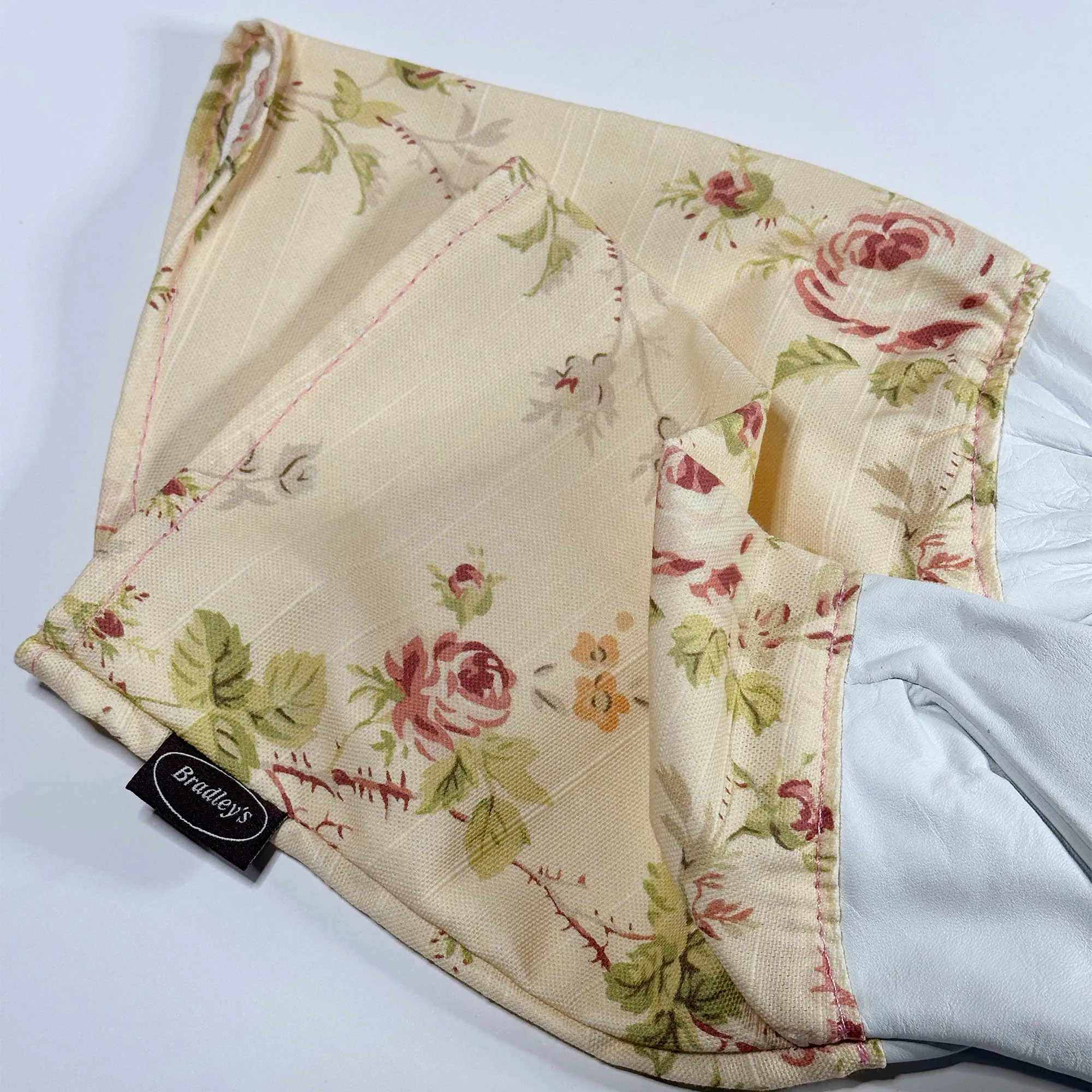 Bradley's Tannery Pink Floral English Leather & Linen Gardening Gloves – Small