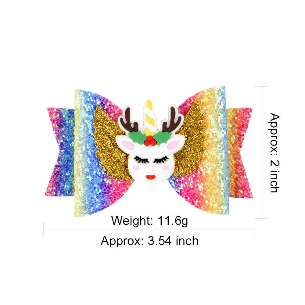 Bright Glitter Children Hair Clips Kids Fairy Bow Princess Hairgrips Flexible Hair Bow Headwear