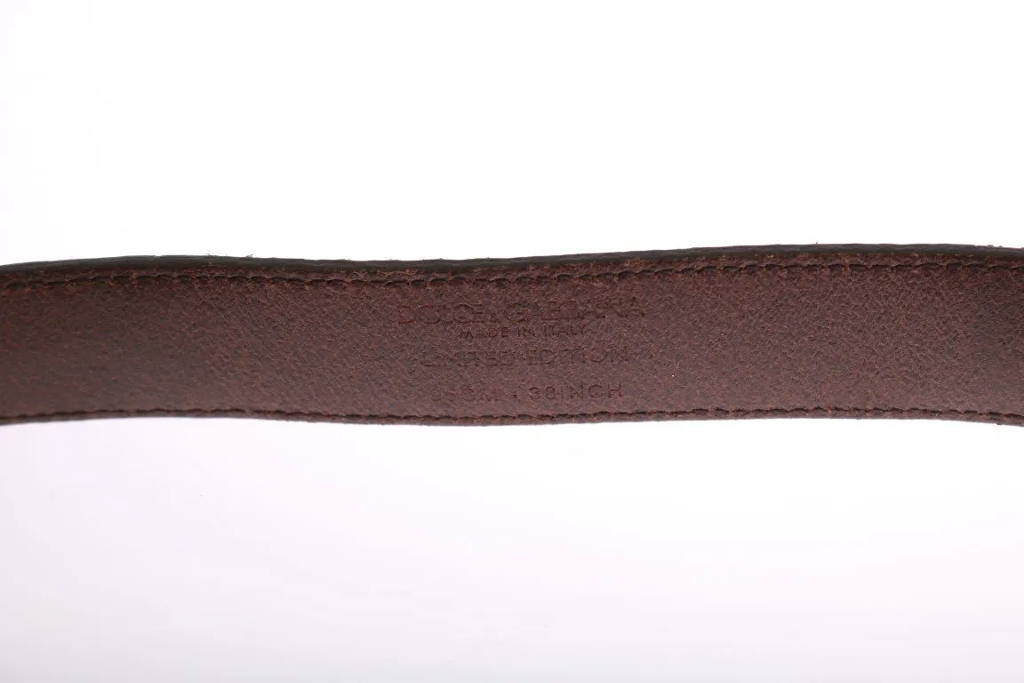 Brown Cayman Leather Snakeskin Belt