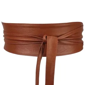 Brown Leather Belt Obi