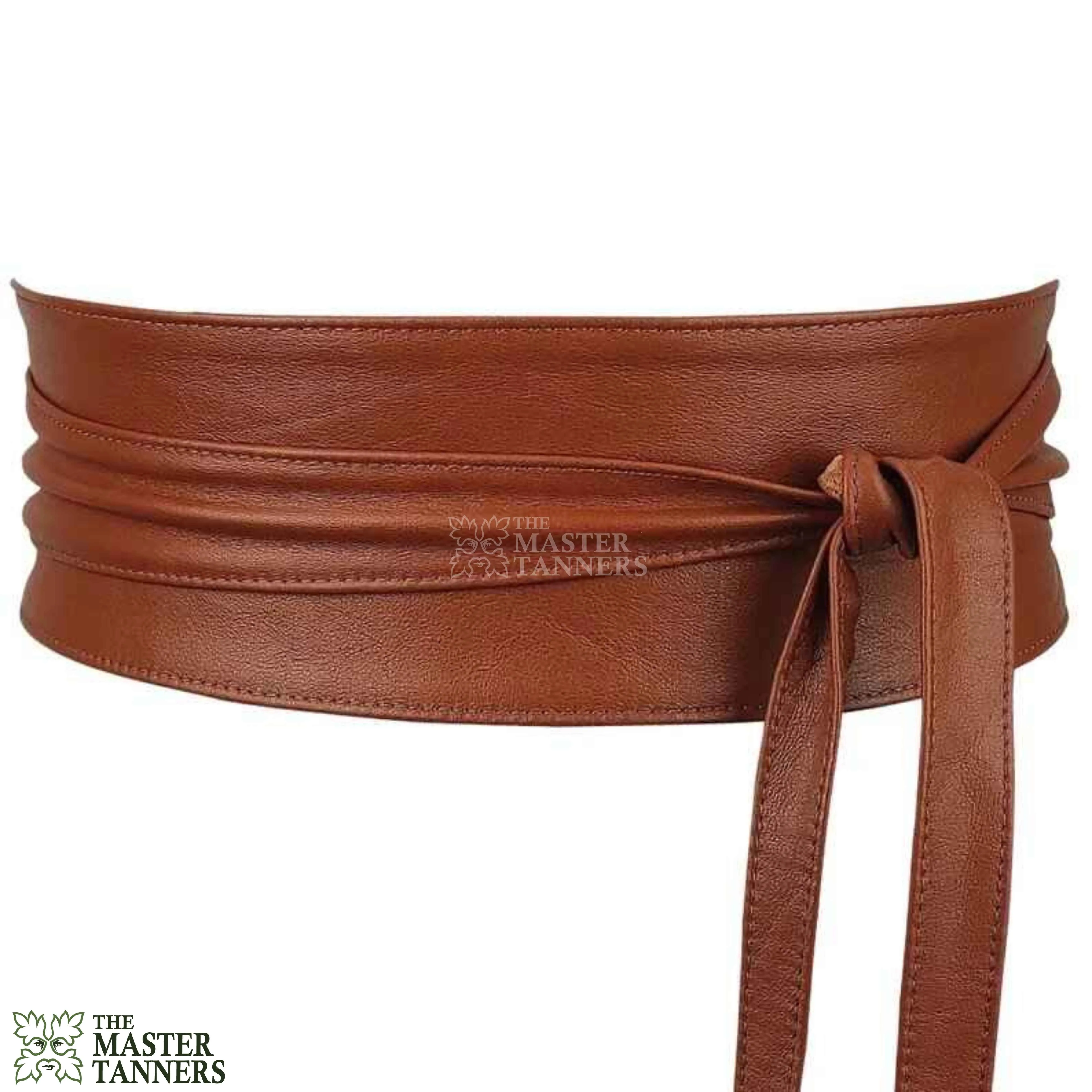 Brown Leather Belt Obi