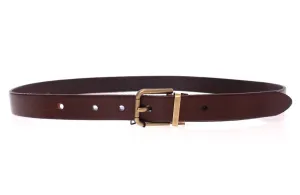Brown Leather Logo Belt