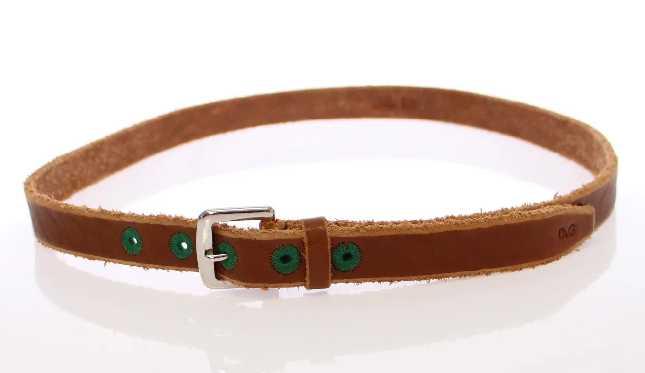 Brown Leather Logo Belt