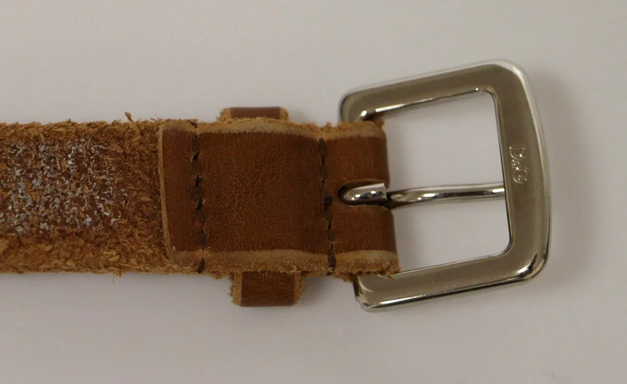 Brown Leather Logo Belt