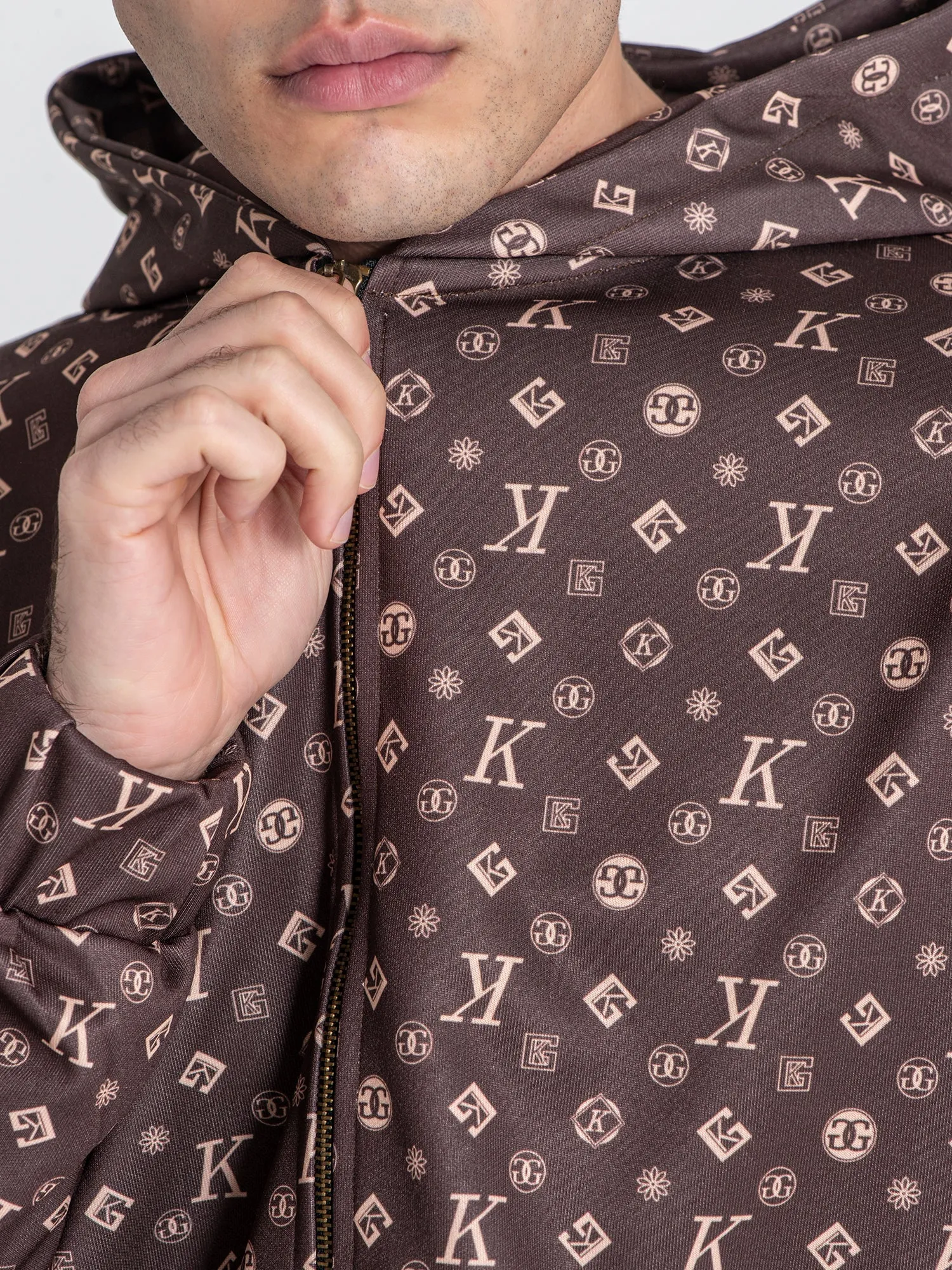 Brown Logomania Hoodie Jacket