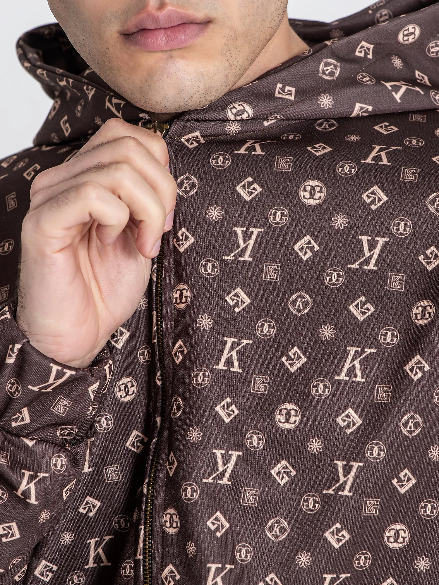 Brown Logomania Hoodie Jacket