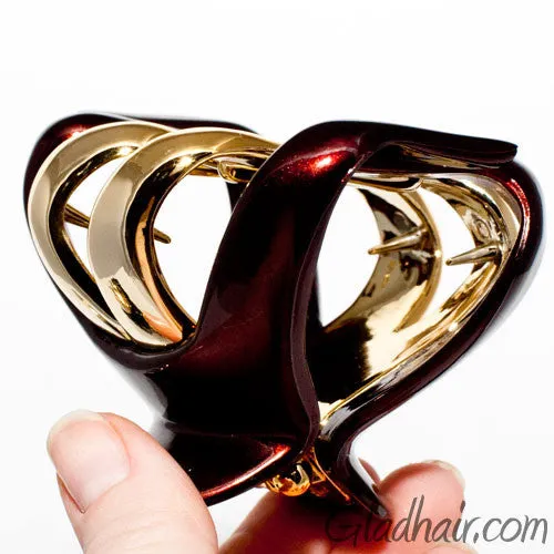 Brown Octopus Shaped Plastic Hair Claw with Gold Teeth