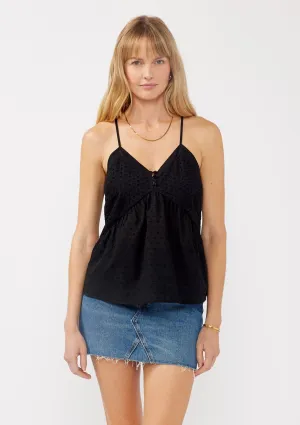 Button Front Peplum Spaghetti Tank