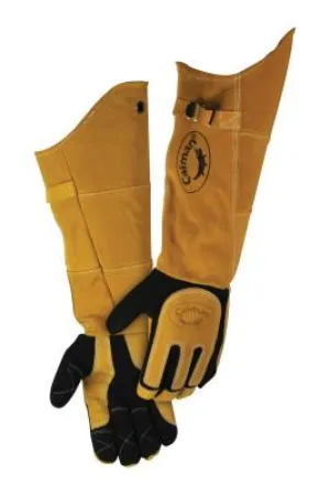 Caiman 2900 Pig Grain Palm and Knuckle Protection Mechanics Gloves, Large, Black/Yellow, 2900-L