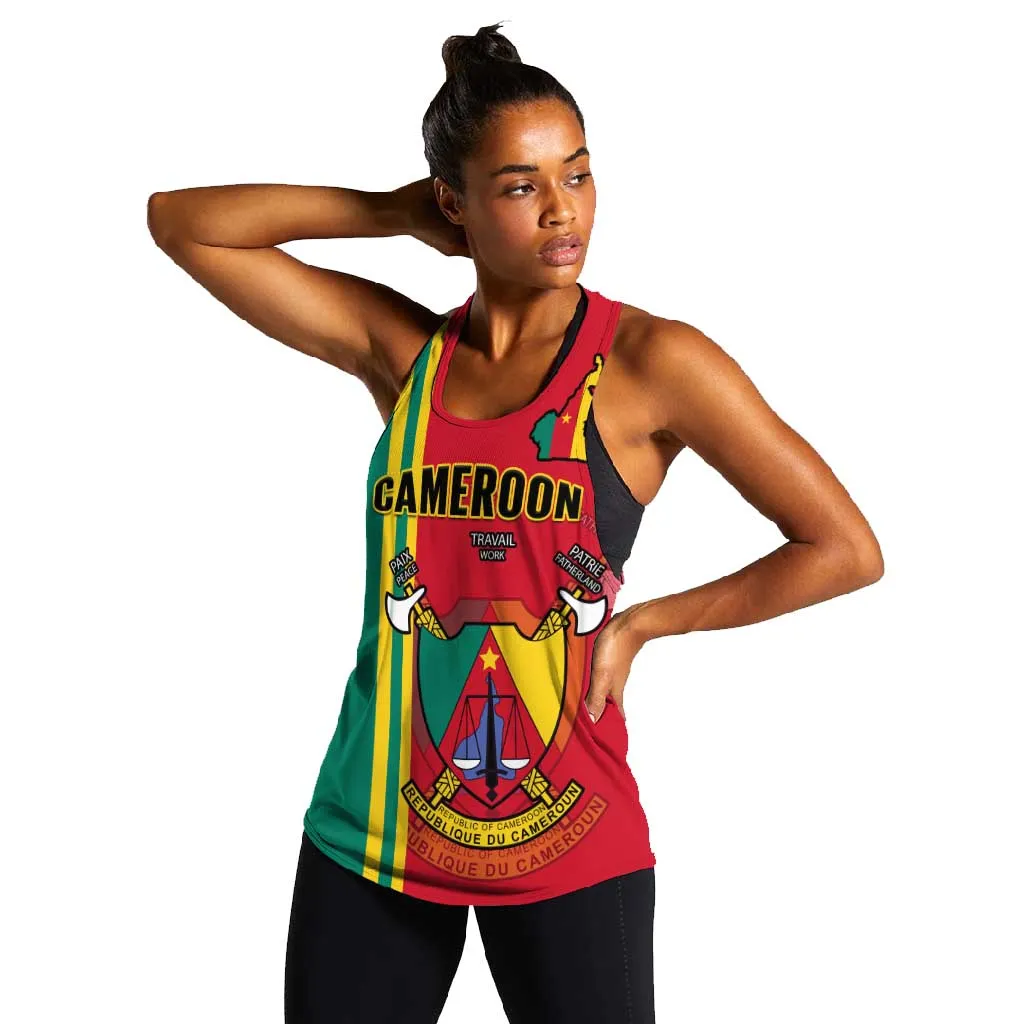 Cameroon Happy Unity Day Cameroun Coat Of Arms Women Racerback Tank LT14