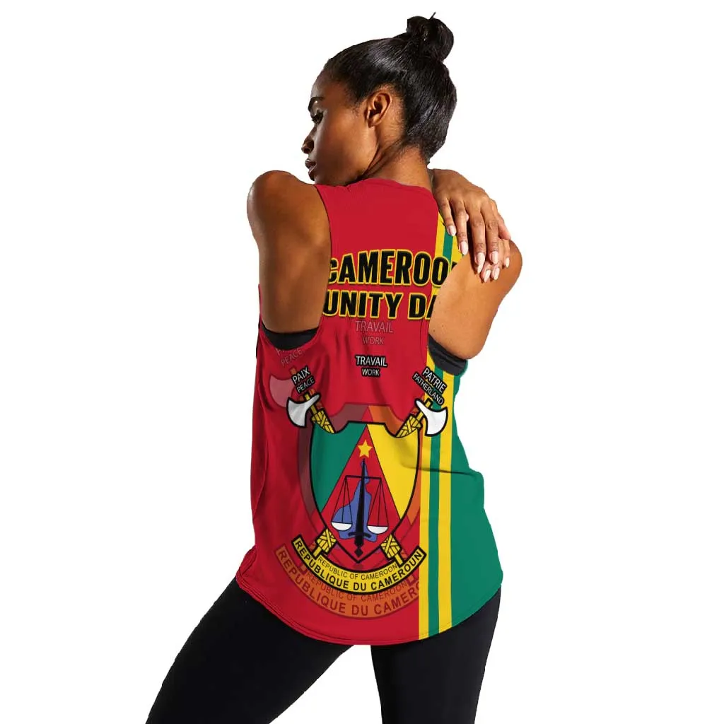 Cameroon Happy Unity Day Cameroun Coat Of Arms Women Racerback Tank LT14
