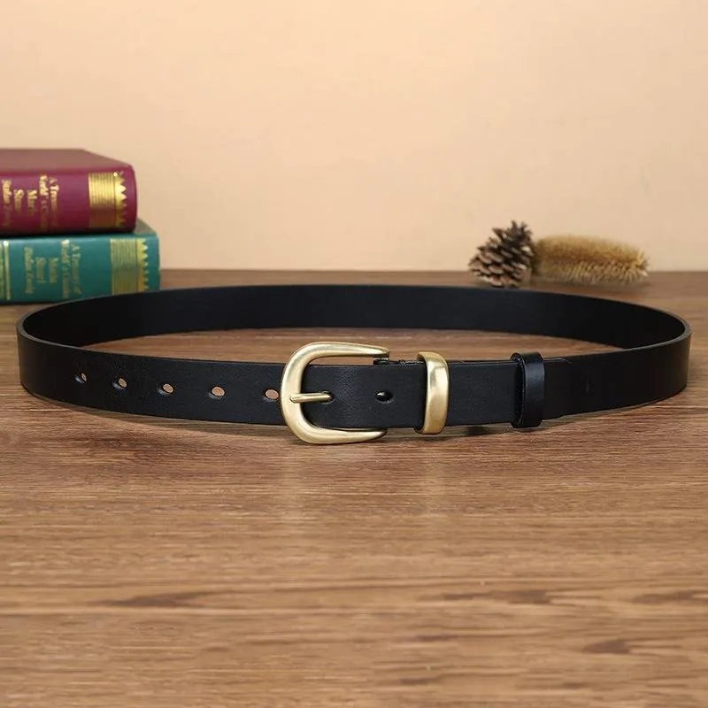Casual Fashion Women's Western Belts with Solid Brass Buckle-1.1"