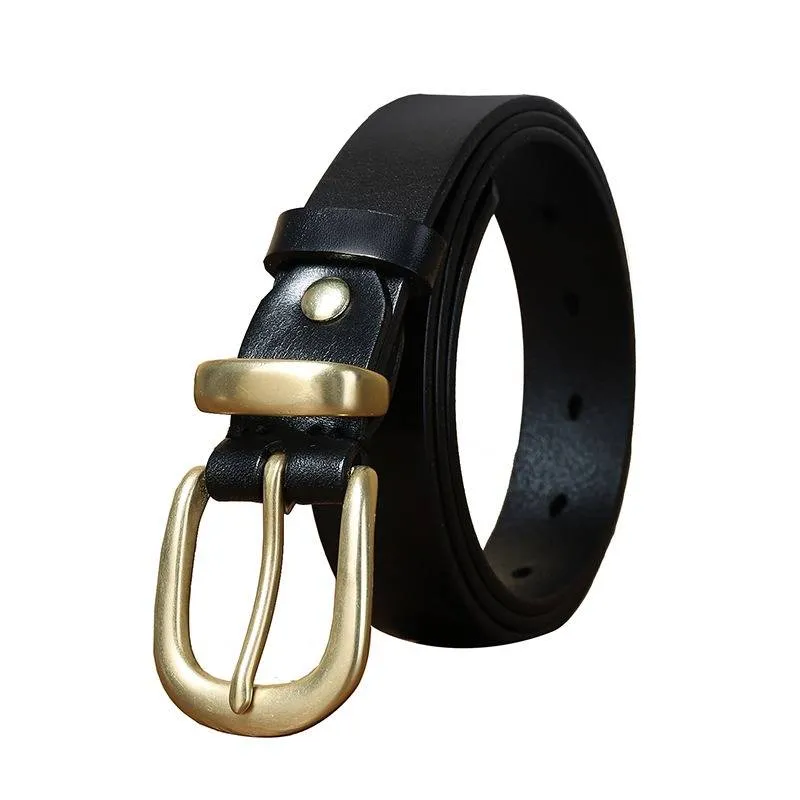 Casual Fashion Women's Western Belts with Solid Brass Buckle-1.1"