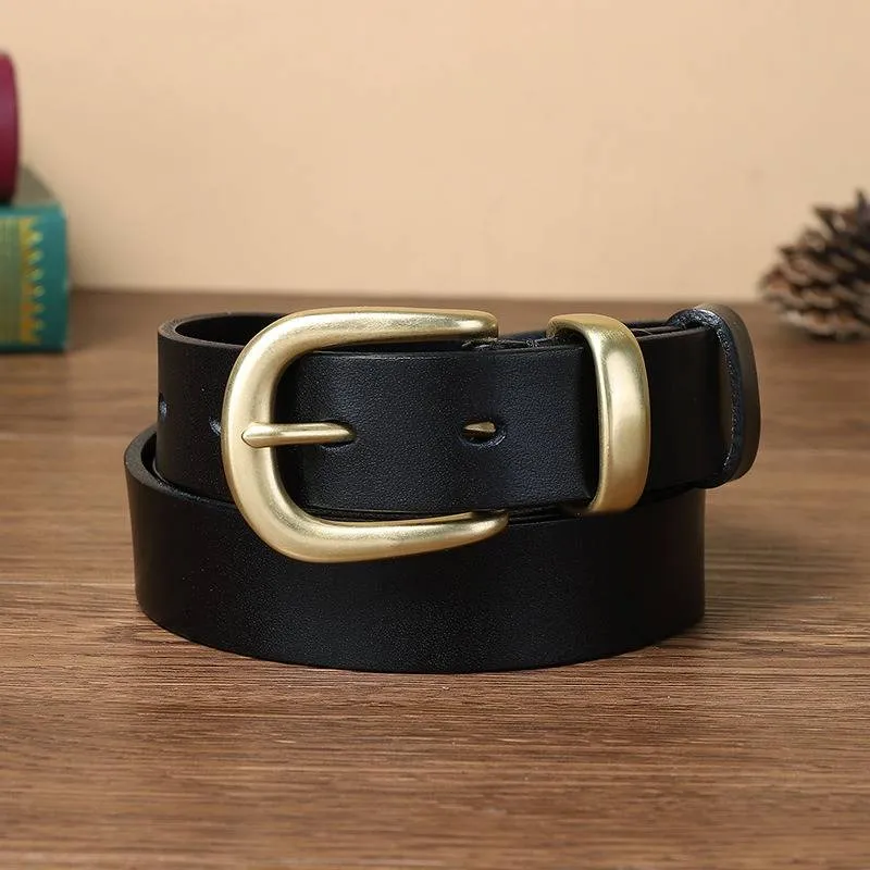 Casual Fashion Women's Western Belts with Solid Brass Buckle-1.1"