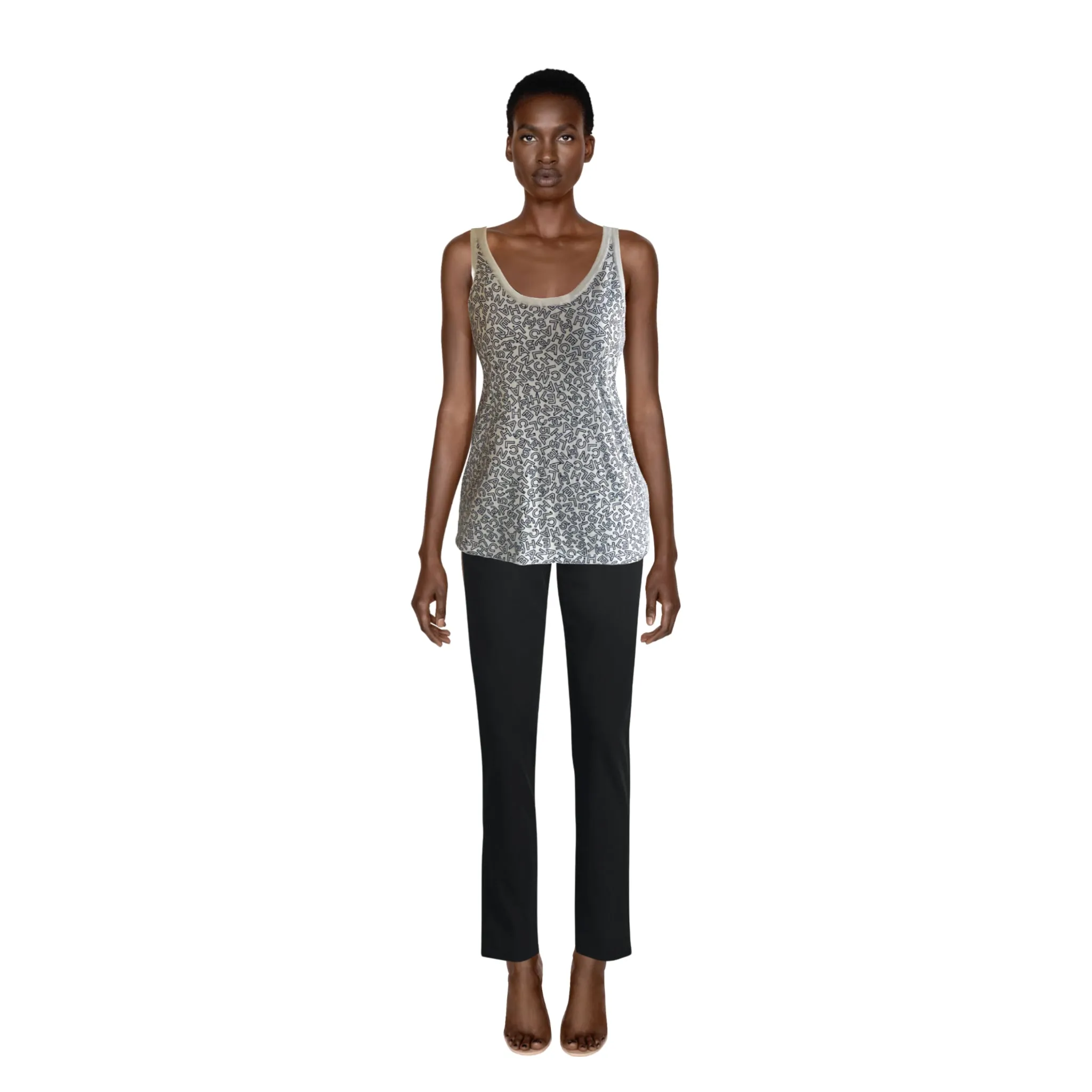 CHANEL Logo Lettering Sleeveless Top | Size 36