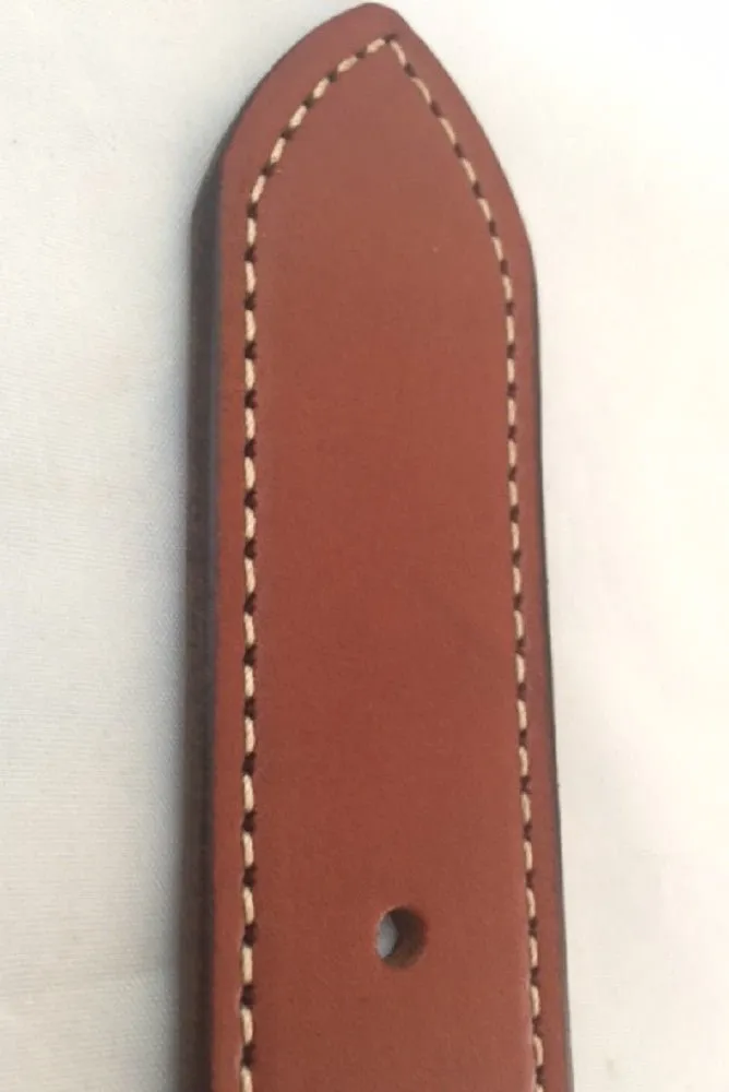 CHESTNUT BROWN LEATHER BELT - Stitched Thick & Heavy Duty for Dress or Work