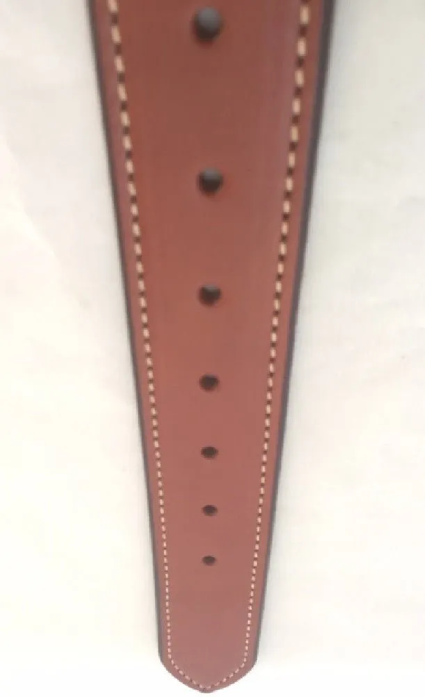 CHESTNUT BROWN LEATHER BELT - Stitched Thick & Heavy Duty for Dress or Work