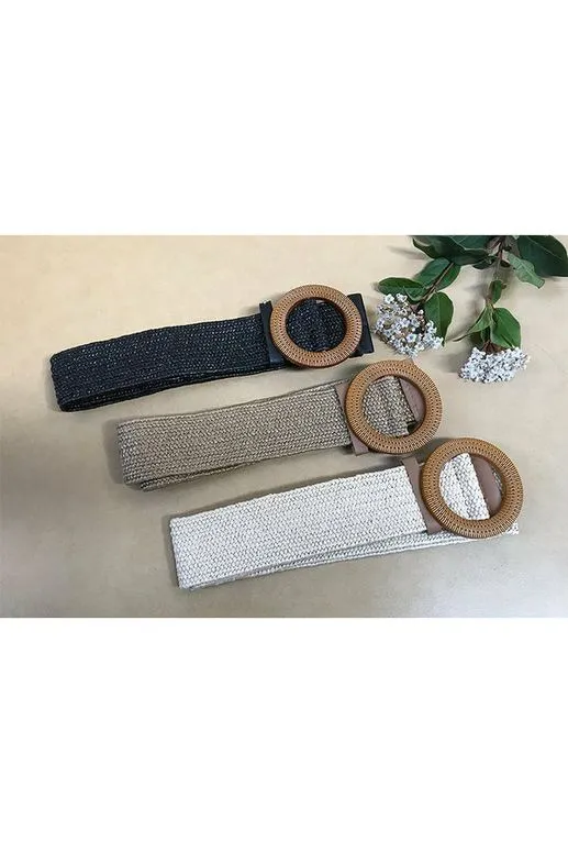 Circle Rattan Belt Black
