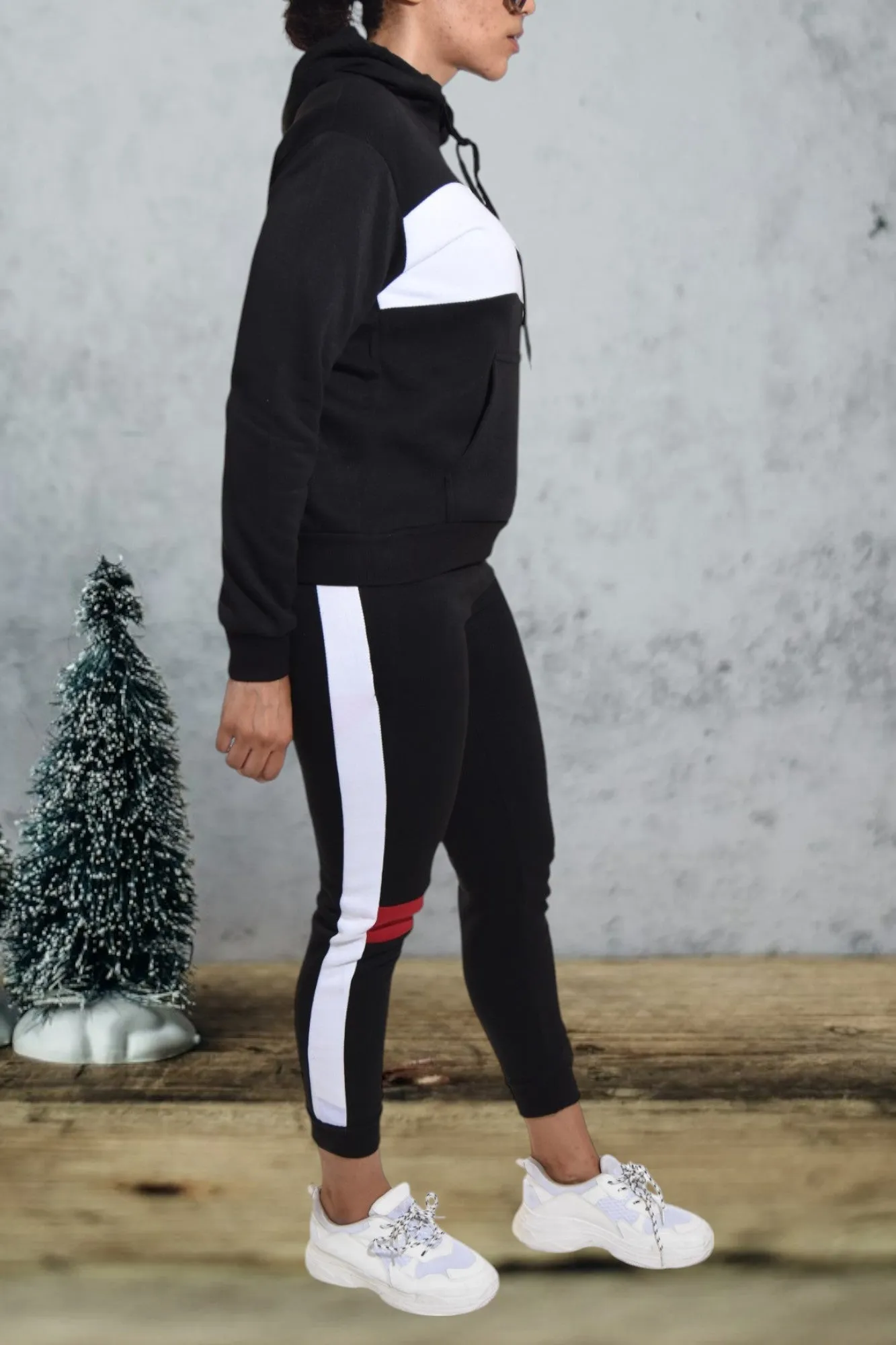 Color Block Black Cuff Tracksuit -Set