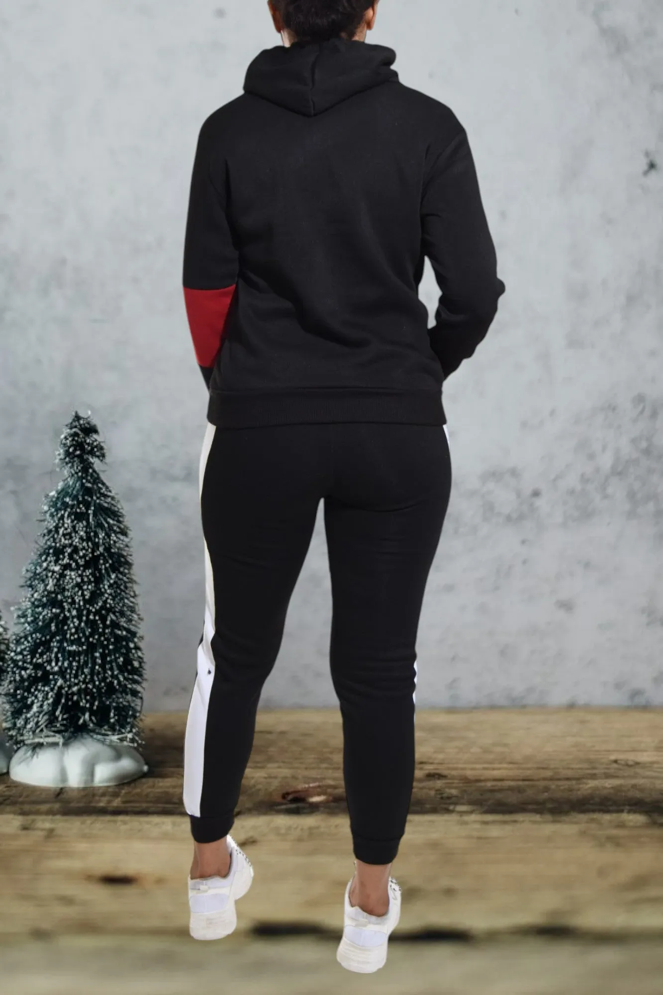 Color Block Black Cuff Tracksuit -Set