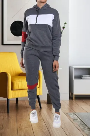 Color Block Grey Cuff Tracksuit Set