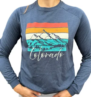 Colorado Colorful Peaks Long Sleeve Shirt (Blue)