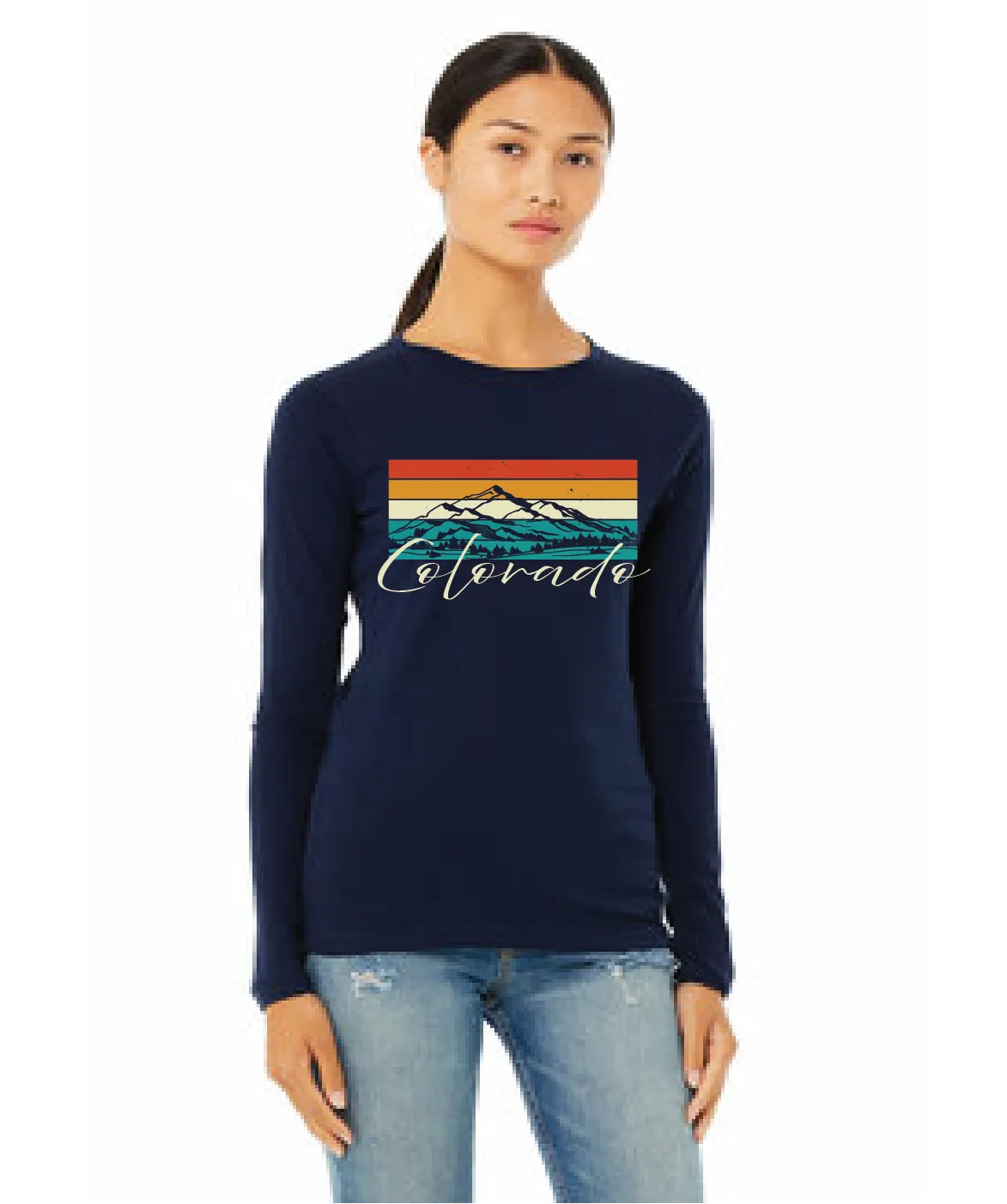Colorado Colorful Peaks Long Sleeve Shirt (Blue)