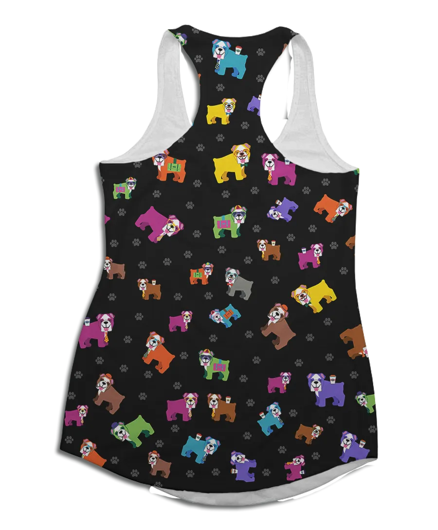 Colorful Bulldog Racerback Tank Top
