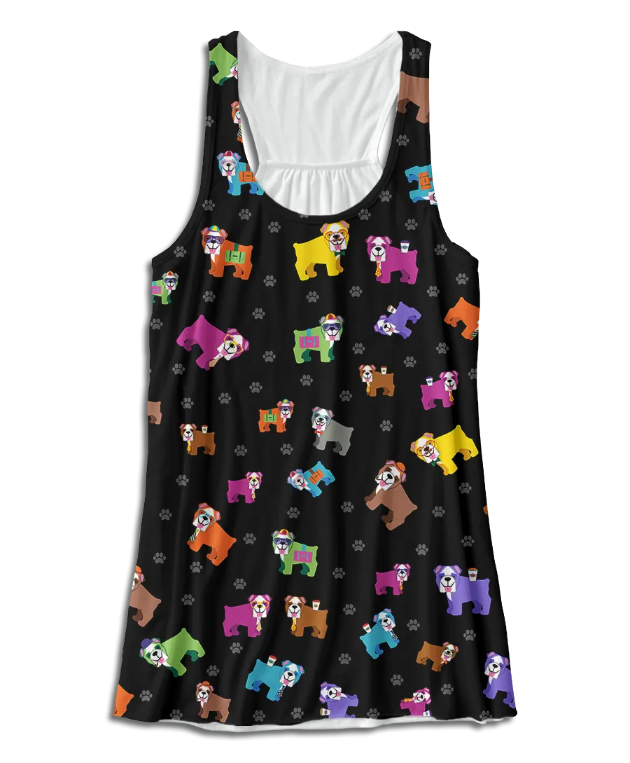 Colorful Bulldog Racerback Tank Top