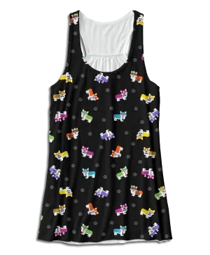 Colorful Corgi Racerback Tank Top