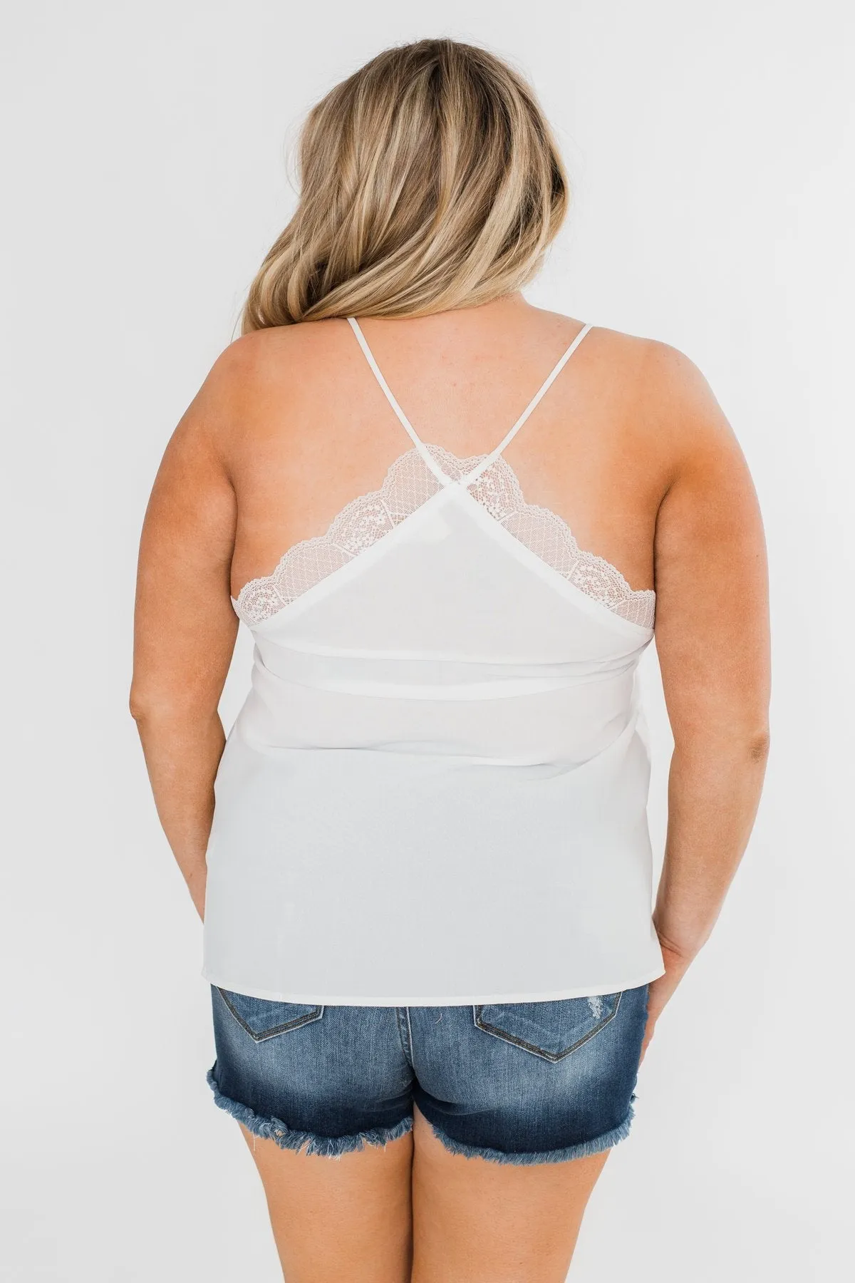 Comes Naturally Lace Racerback Cami- White