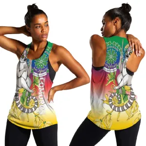 Comoros Women Racerback Tank Mongoose Lemur With Ylang Ylang LT15
